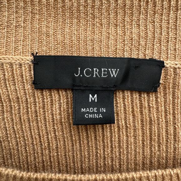 J. Crew Sweater Crew Neck Pullover Long Balloon Sleeve Tan Size Medium Classic - Picture 7 of 9